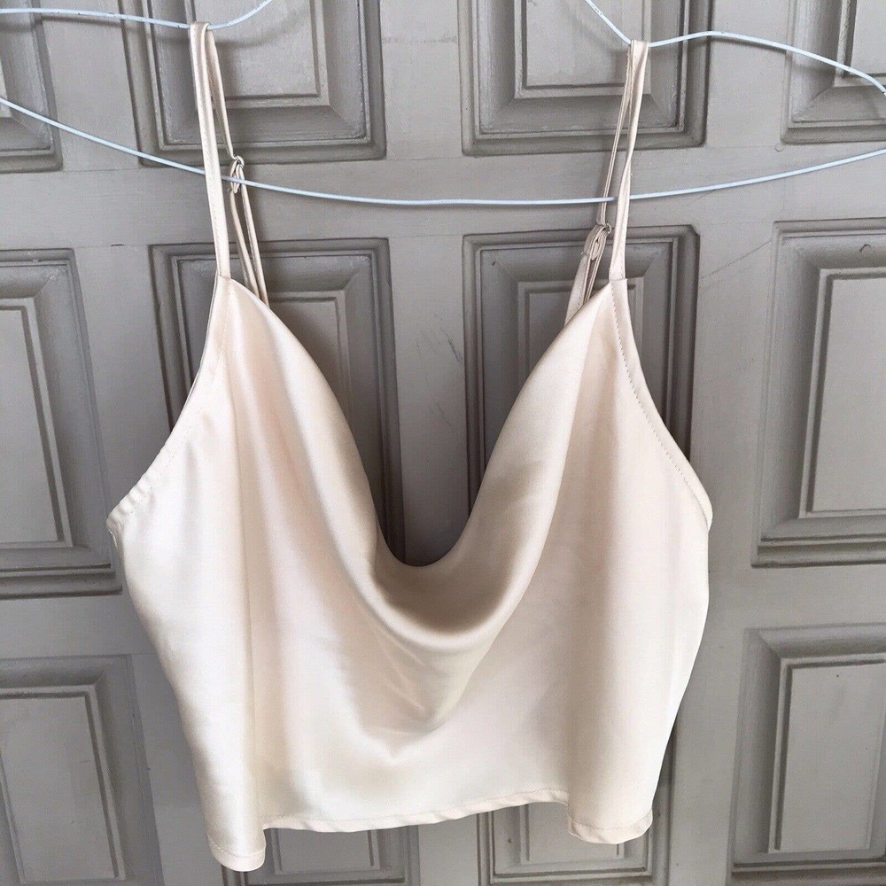Forever 21 Cream Satin Cowl Neck Camisole
